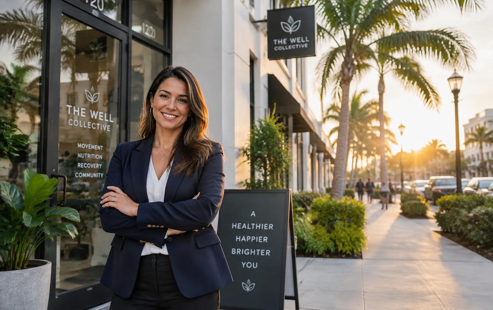 Business owner in front of her storefront in Florida